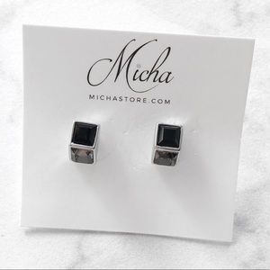 NWT Silver Black Earrings
